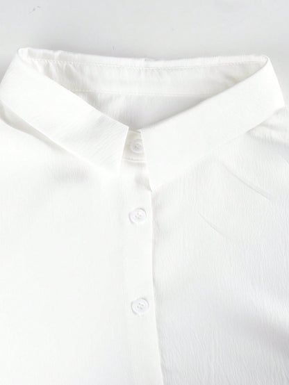 Women's Plus Size Solid Color Long Sleeve Collared Button Front Shirt Blouse White, Work To Weekend