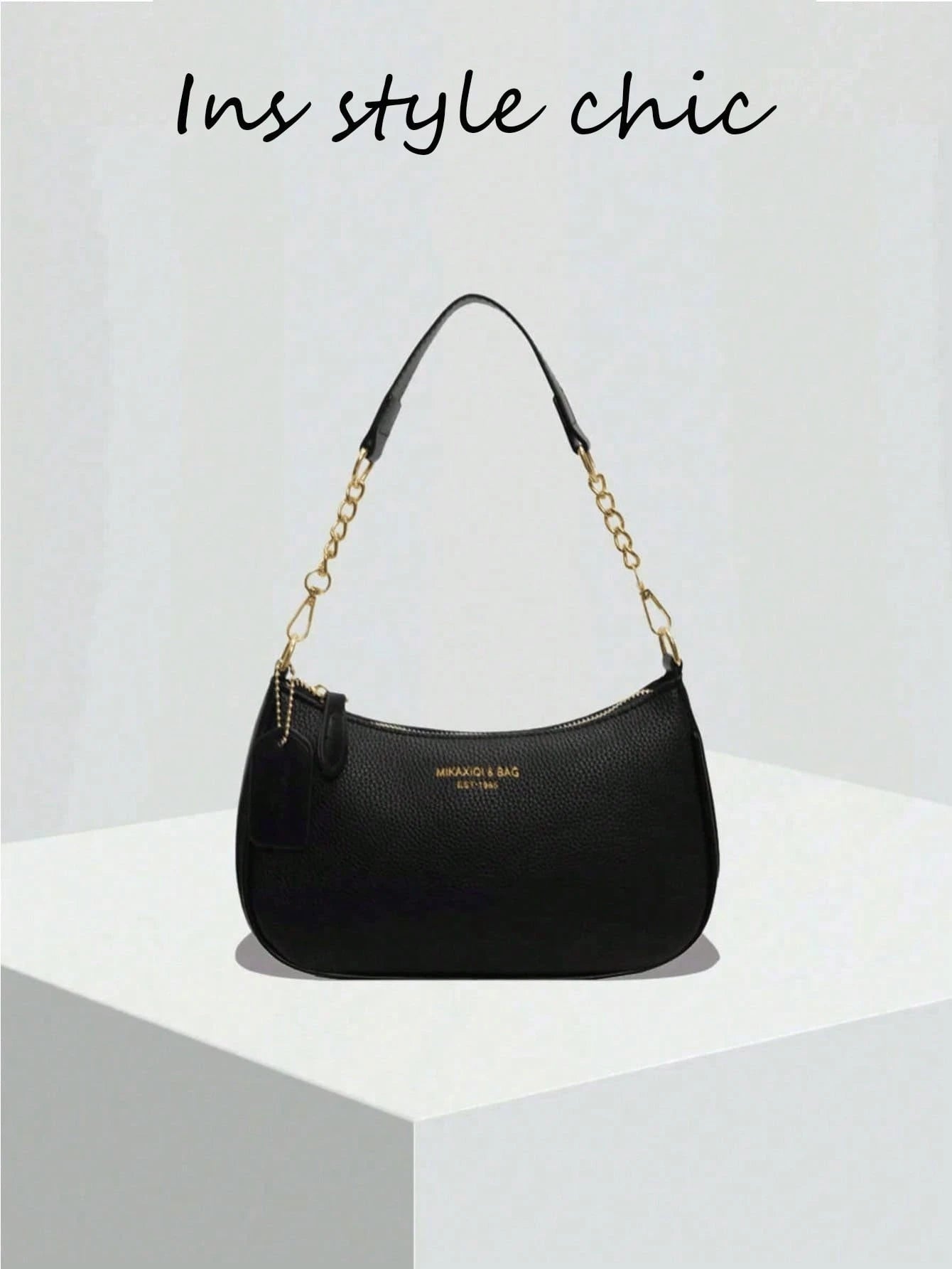 Women's Shoulder Bag  Made Of Solid Color PU Material, Decorated With Letter Accents, Bow, And Pearl Pendant, Cream Bag