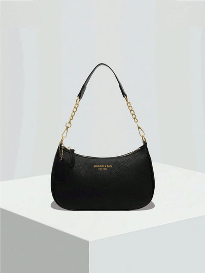 Women's Shoulder Bag  Made Of Solid Color PU Material, Decorated With Letter Accents, Bow, And Pearl Pendant, Cream Bag