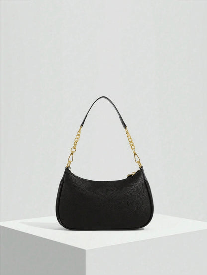 Women's Shoulder Bag  Made Of Solid Color PU Material, Decorated With Letter Accents, Bow, And Pearl Pendant, Cream Bag
