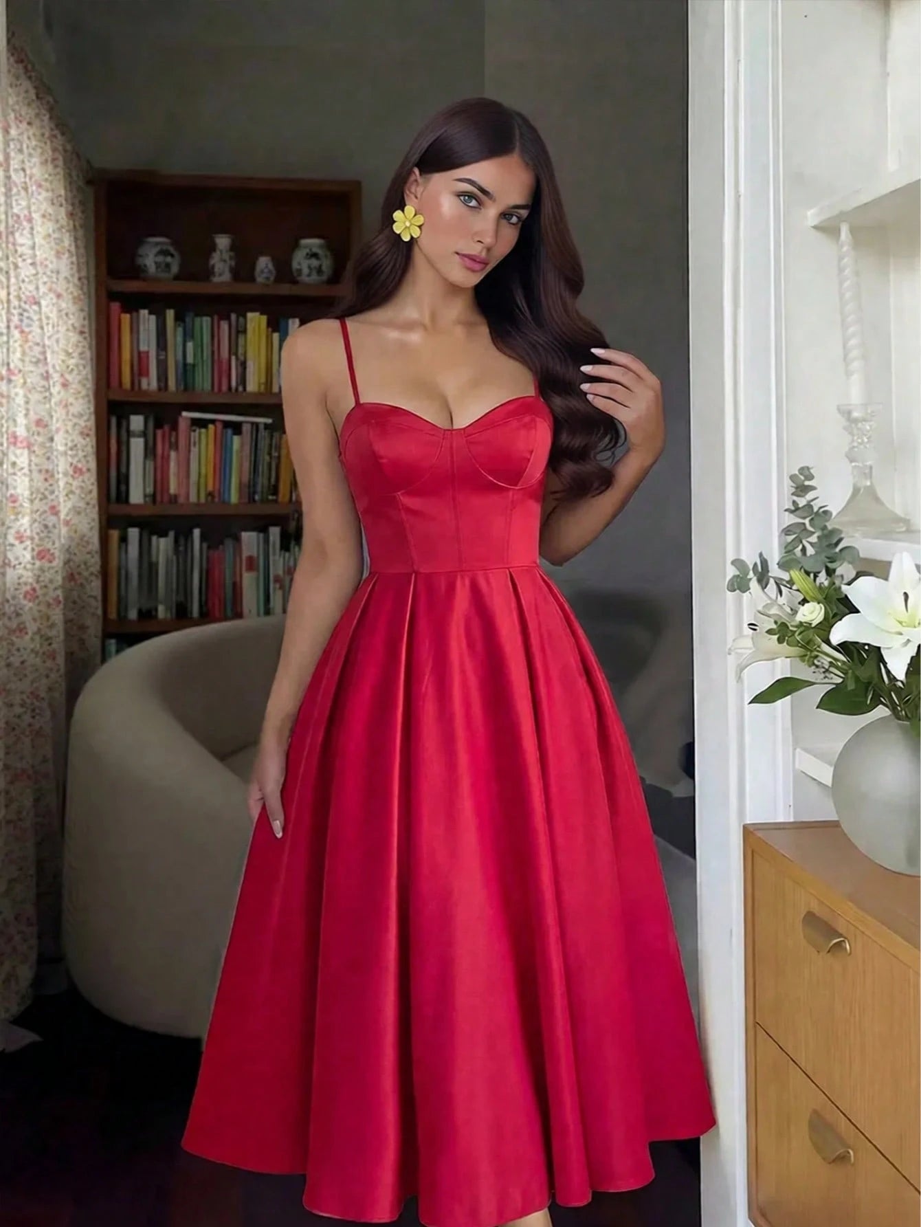 Women's Solid Color A-Line Backless Tie Waist Sexy Elegant Vacation Date Night Spring Summer Spaghetti Strap Dress Party Yellow