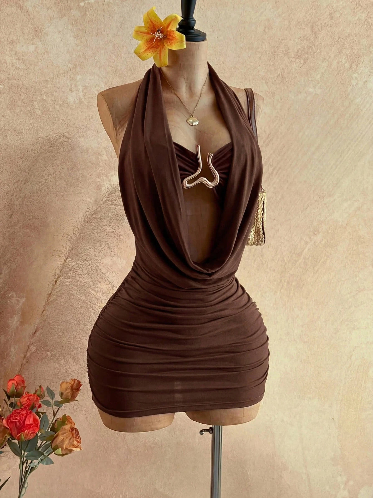 Women's Solid Color Halter Neck Pleated Sexy Tropical Date Beach Vacation Night Out Club Pool Party Mini Dress Baby Blue Summer,No Breast Pads