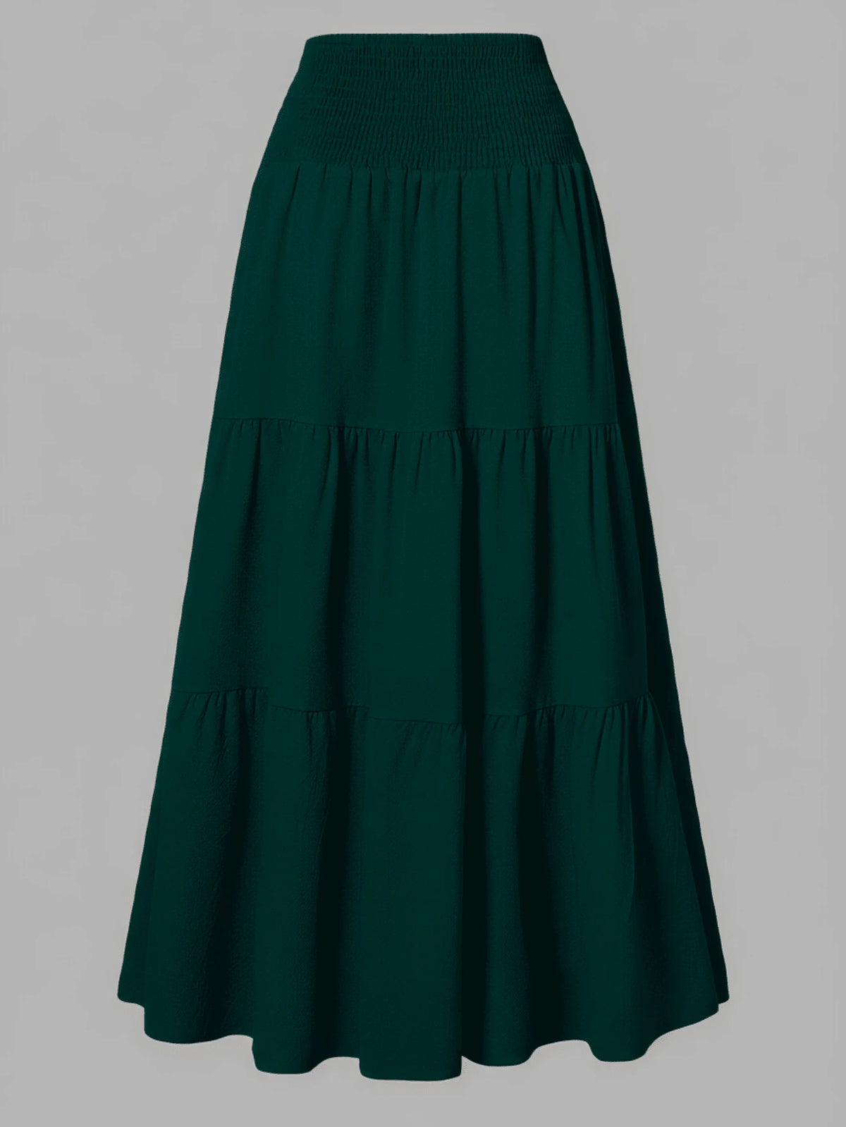 Women's Solid Color Minimalist Versatile Ruffle Hem Bubble Crinkle Feeling Semi-Sheer Skirt Summer