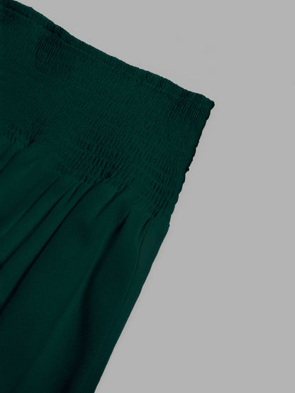 Women's Solid Color Minimalist Versatile Ruffle Hem Bubble Crinkle Feeling Semi-Sheer Skirt Summer
