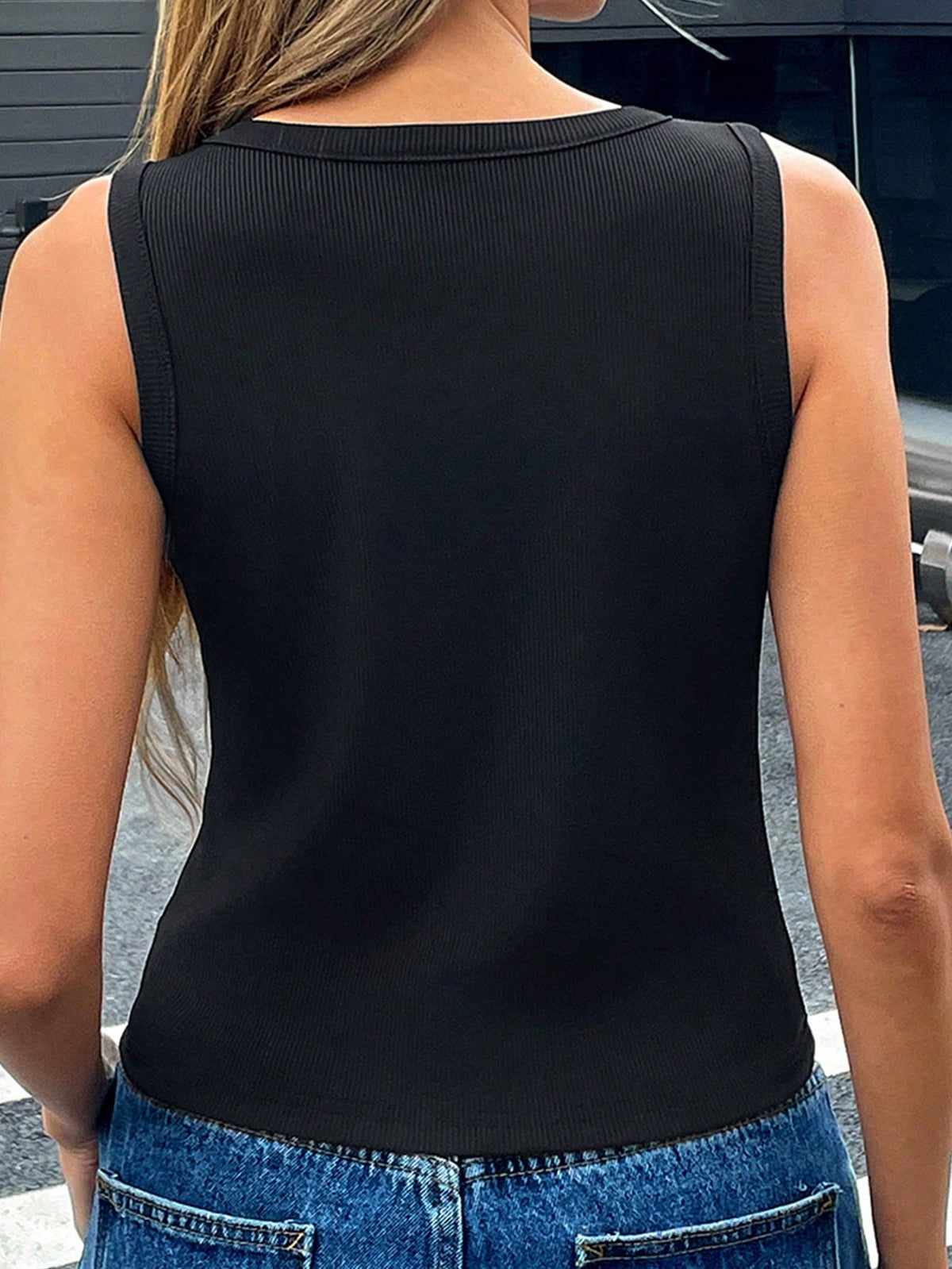Women's Solid Color Minimalist Y2K Gothic 90s Street Guitar Music Retro Slim Fit Cropped Sleeveless Top Casual Vacation Black Summer