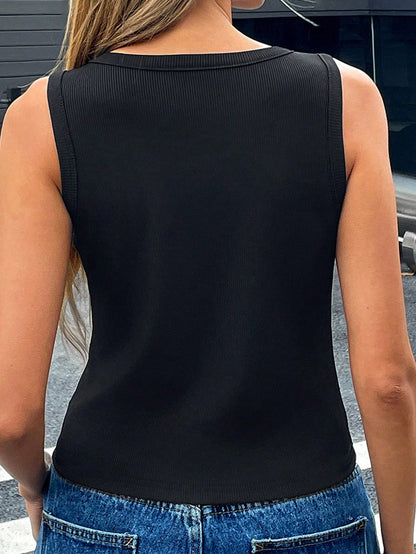 Women's Solid Color Minimalist Y2K Gothic 90s Street Guitar Music Retro Slim Fit Cropped Sleeveless Top Casual Vacation Black Summer