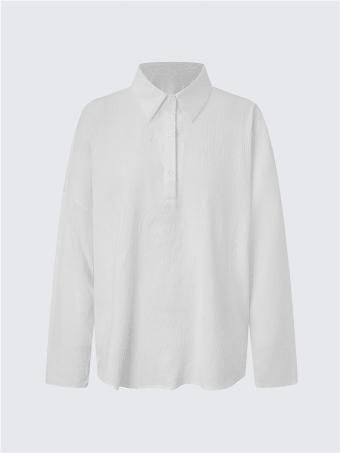 Women's Solid Color Shirt, Casual Long Sleeve Bishop Sleeve Collared Blouse, Regular Buttoned Closure White Spring, Office Siren