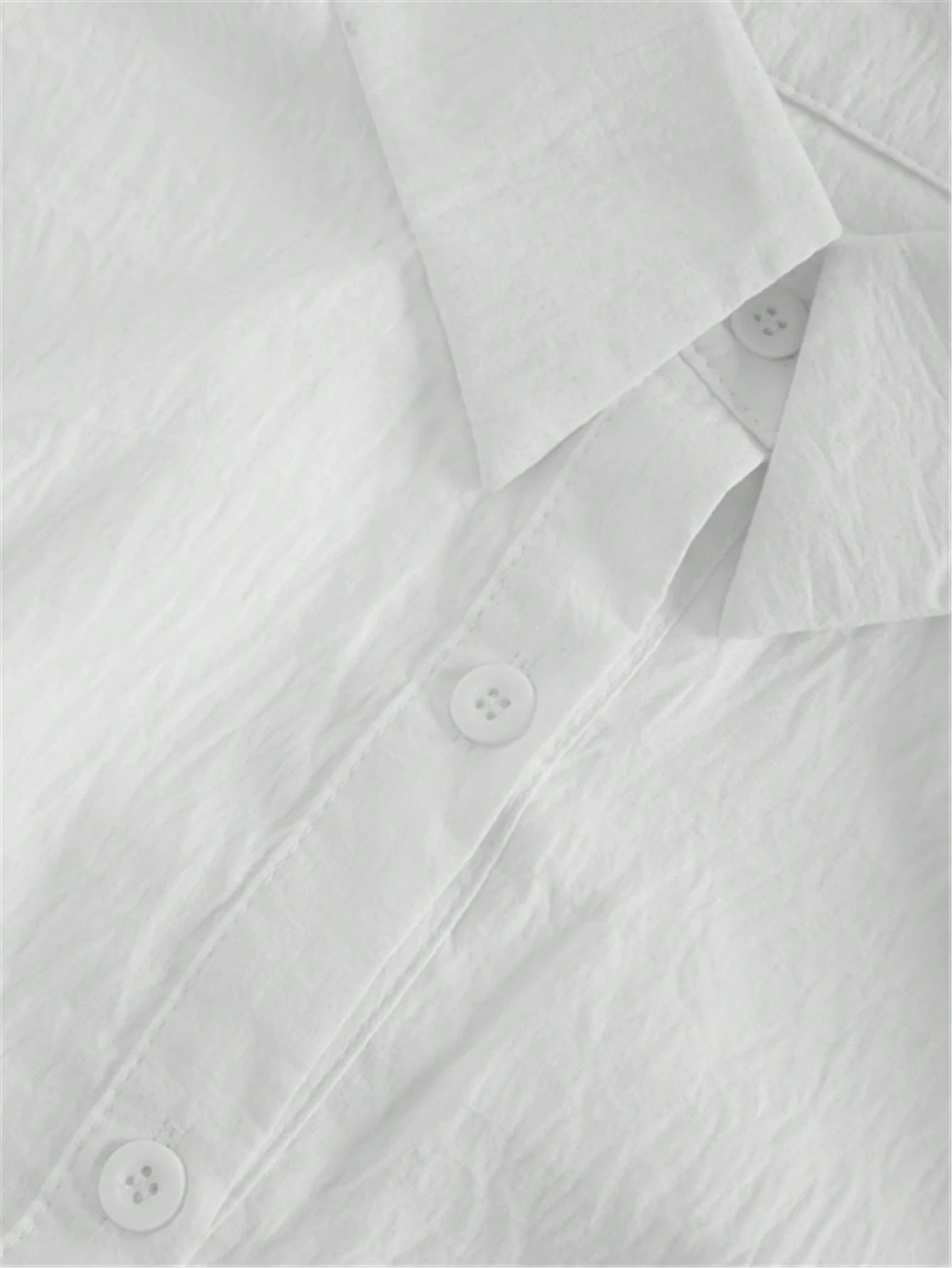 Women's Solid Color Shirt, Casual Long Sleeve Bishop Sleeve Collared Blouse, Regular Buttoned Closure White Spring, Office Siren
