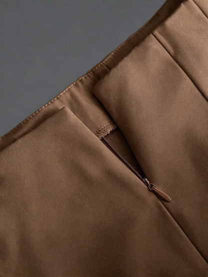 Women's Solid Color Wide Leg Straight Business Pants, Minimalist Casual Premium Feel, Versatile Commuter Long Pants For Multiple Occasions