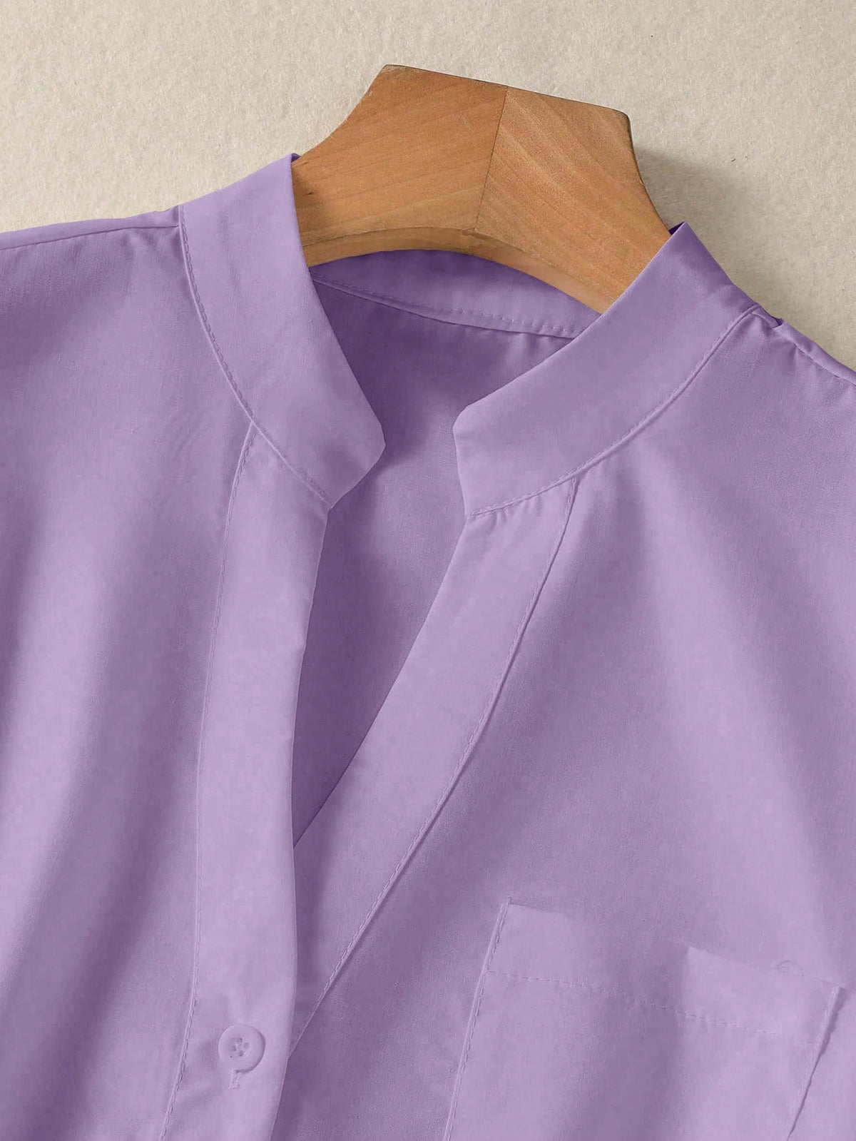 Women's Solid V Neck Button Down Shirt, Long Sleeve Casual Elegant Blouse With Pocket, Daily, Holiday, Travel, Spring Summer Fall Winter Essential