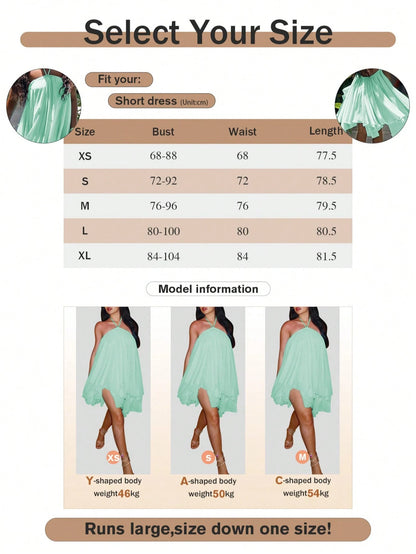 Women's Spaghetti Strap Backless Sexy Elegant Fashion Party Mini Dress, Suitable For Office, Commute, And Vacation Summer, Date Night