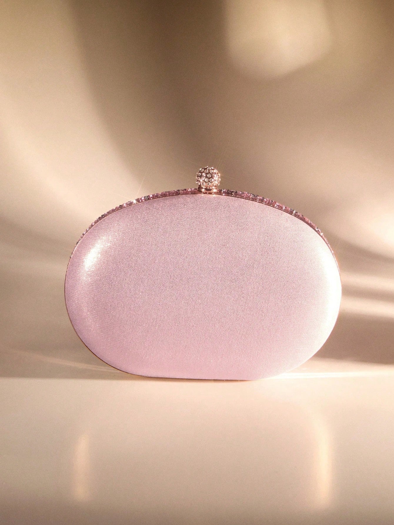 Women's Sparkly Rhinestone Oval Clutch Purse, Luxury Evening Handbag With Gold Chain, Elegant Bridal Bag For Wedding Party Formal Events
