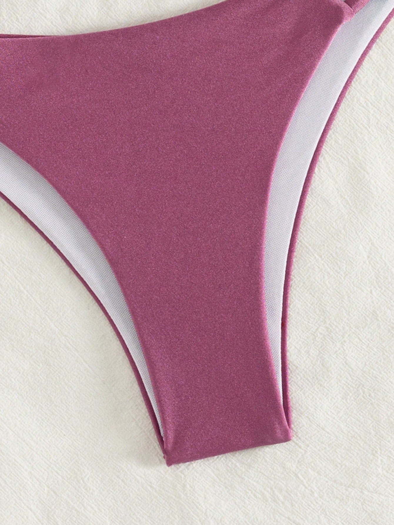 Women's Spring/Summer New Solid Color Light Fabric Flat Chest Spaghetti Strap Bikini 2-Piece Set