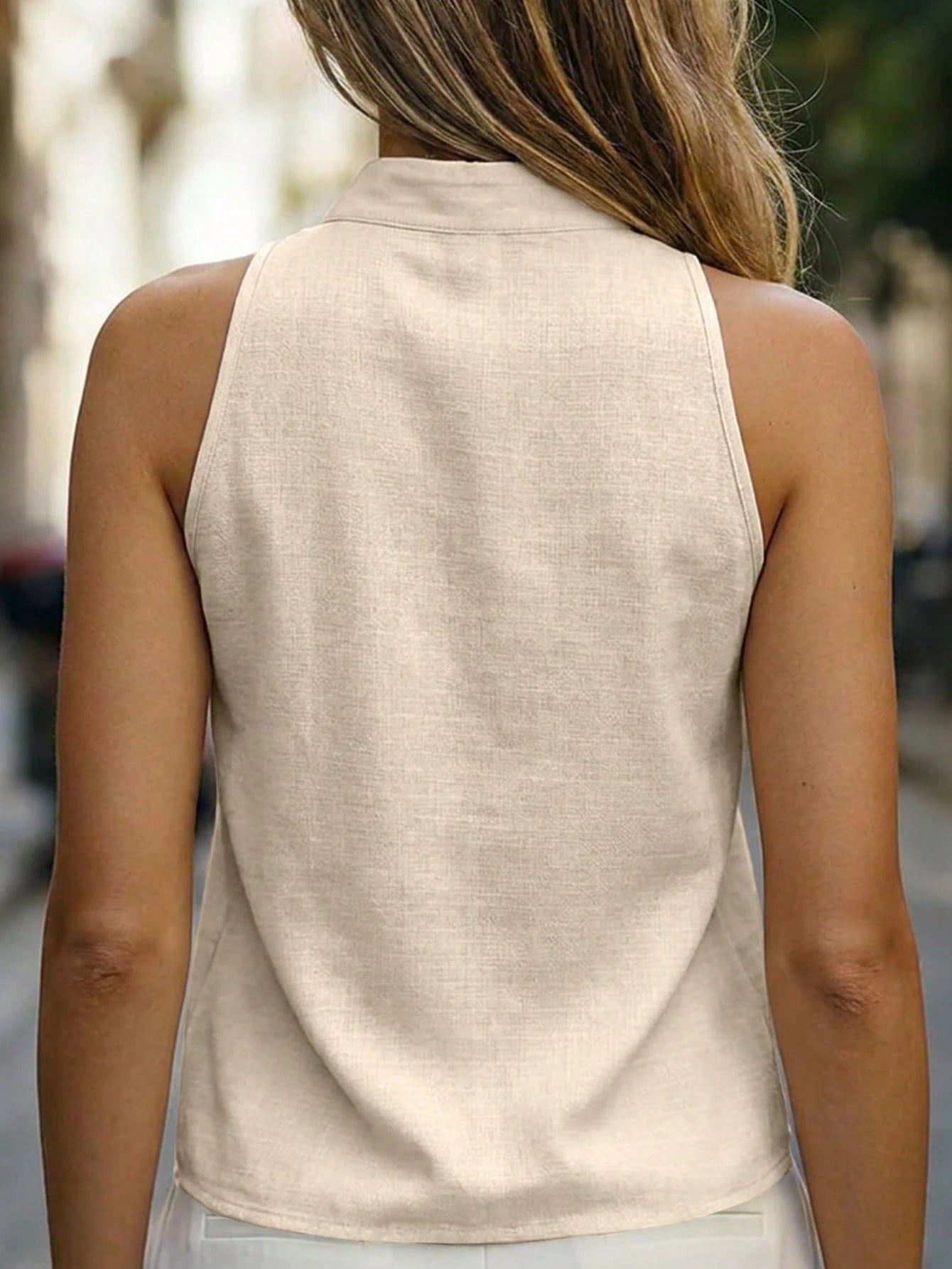 Women's Spring/Summer New V-Neck Sleeveless Vest With Exquisite Floral Print, Casual Boho Vintage And Elegant Street Style Design. Beige Vacation
