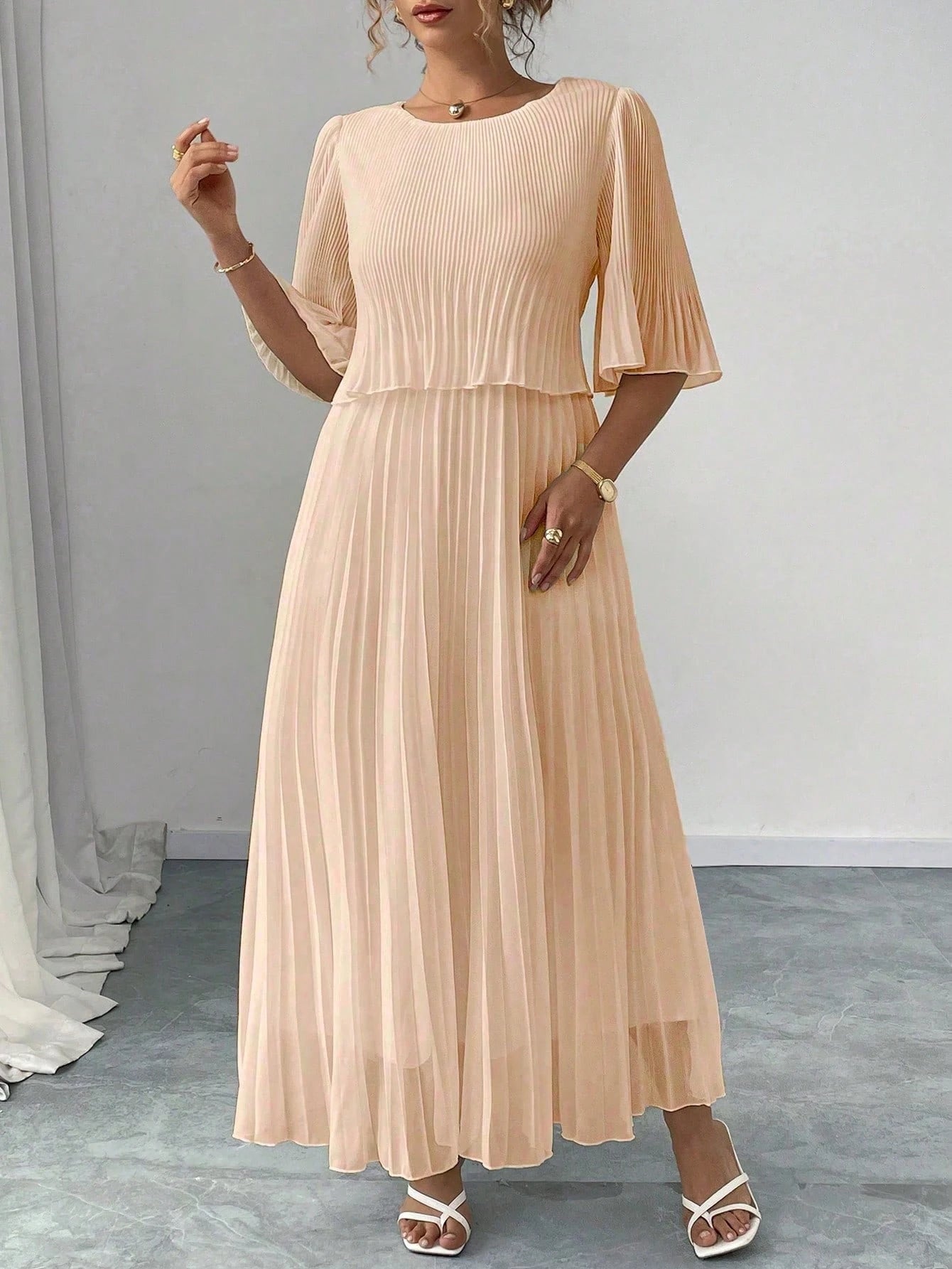 Women's Summer Solid Color Elegant Chiffon Dress