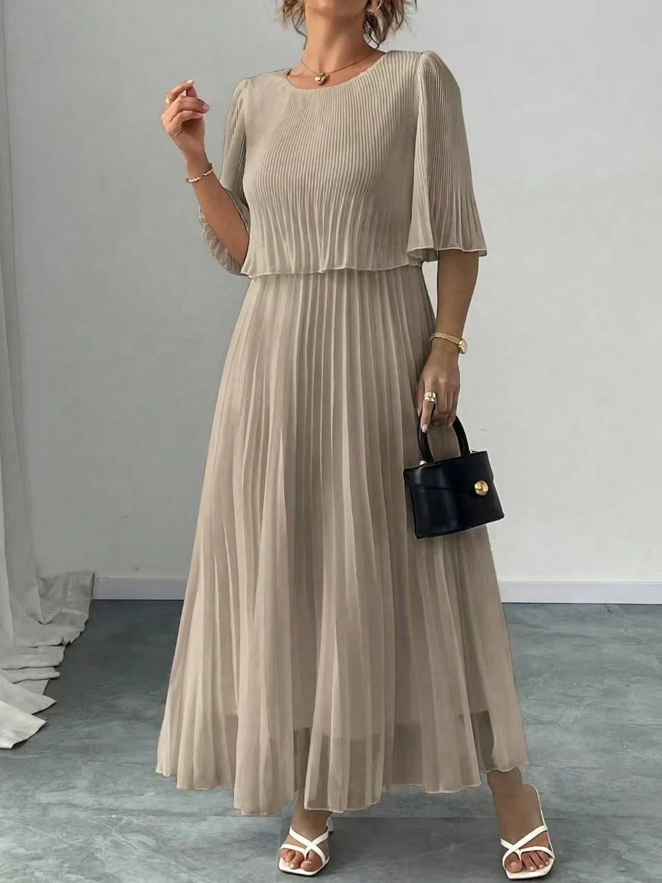 Women's Summer Solid Color Elegant Chiffon Dress