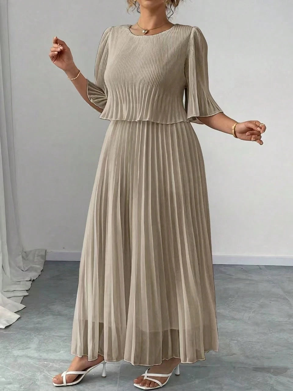 Women's Summer Solid Color Elegant Chiffon Dress
