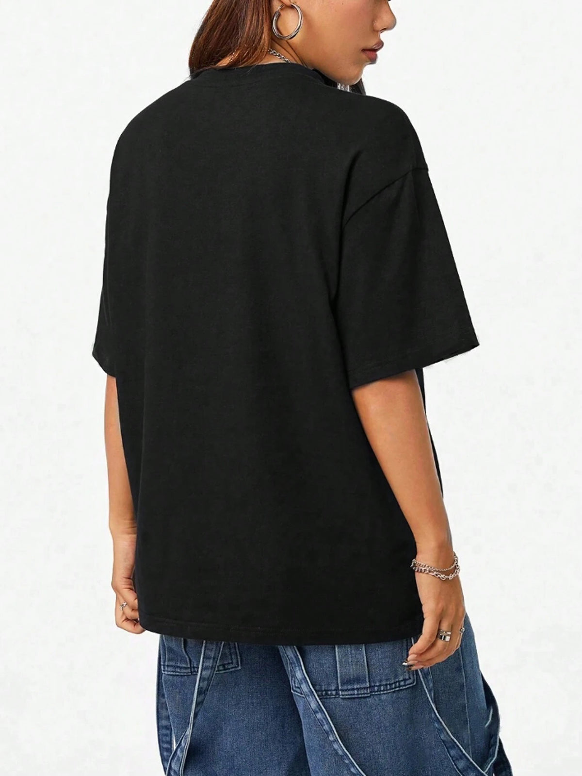 Women's T-Shirt, Print Your Exclusive T-Shirt, Add Your Own Text/Image (Badge Pattern/Company Logo/Family Photo/Selfie). Summer Black, Birthday Gift