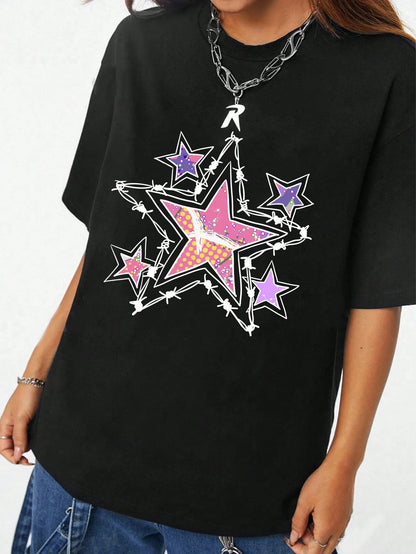 Women's T-Shirt, Print Your Exclusive T-Shirt, Add Your Own Text/Image (Badge Pattern/Company Logo/Family Photo/Selfie). Summer Black, Birthday Gift