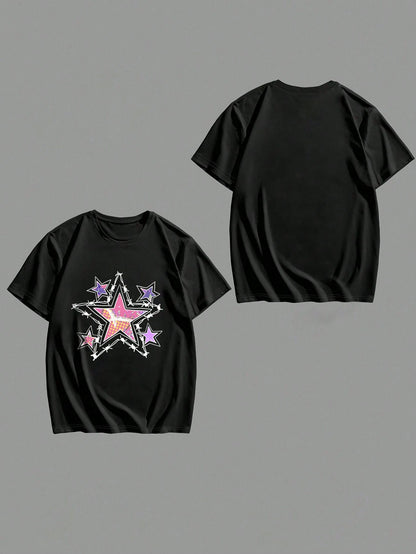 Women's T-Shirt, Print Your Exclusive T-Shirt, Add Your Own Text/Image (Badge Pattern/Company Logo/Family Photo/Selfie). Summer Black, Birthday Gift