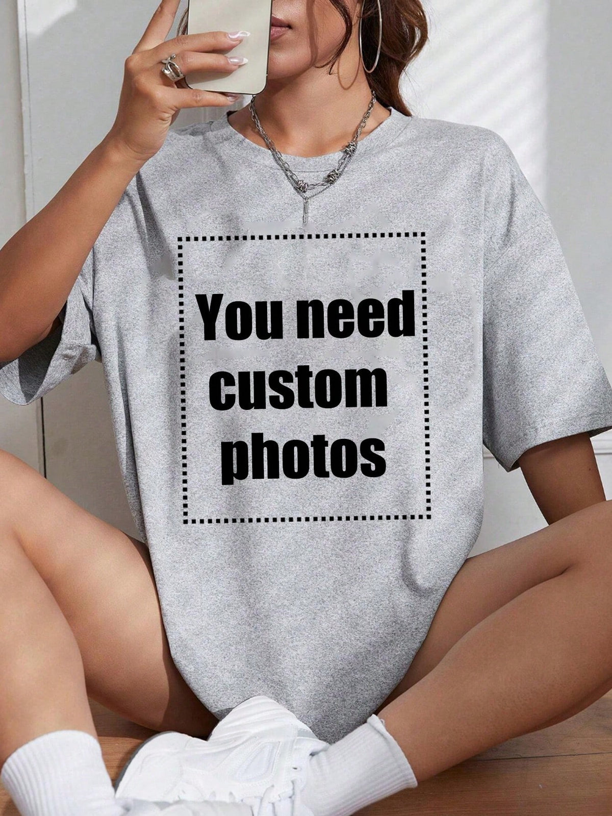 Women's T-Shirt, Print Your Exclusive T-Shirt, Add Your Own Text/Image (Badge Pattern/Company Logo/Family Photo/Selfie). Summer Black, Birthday Gift