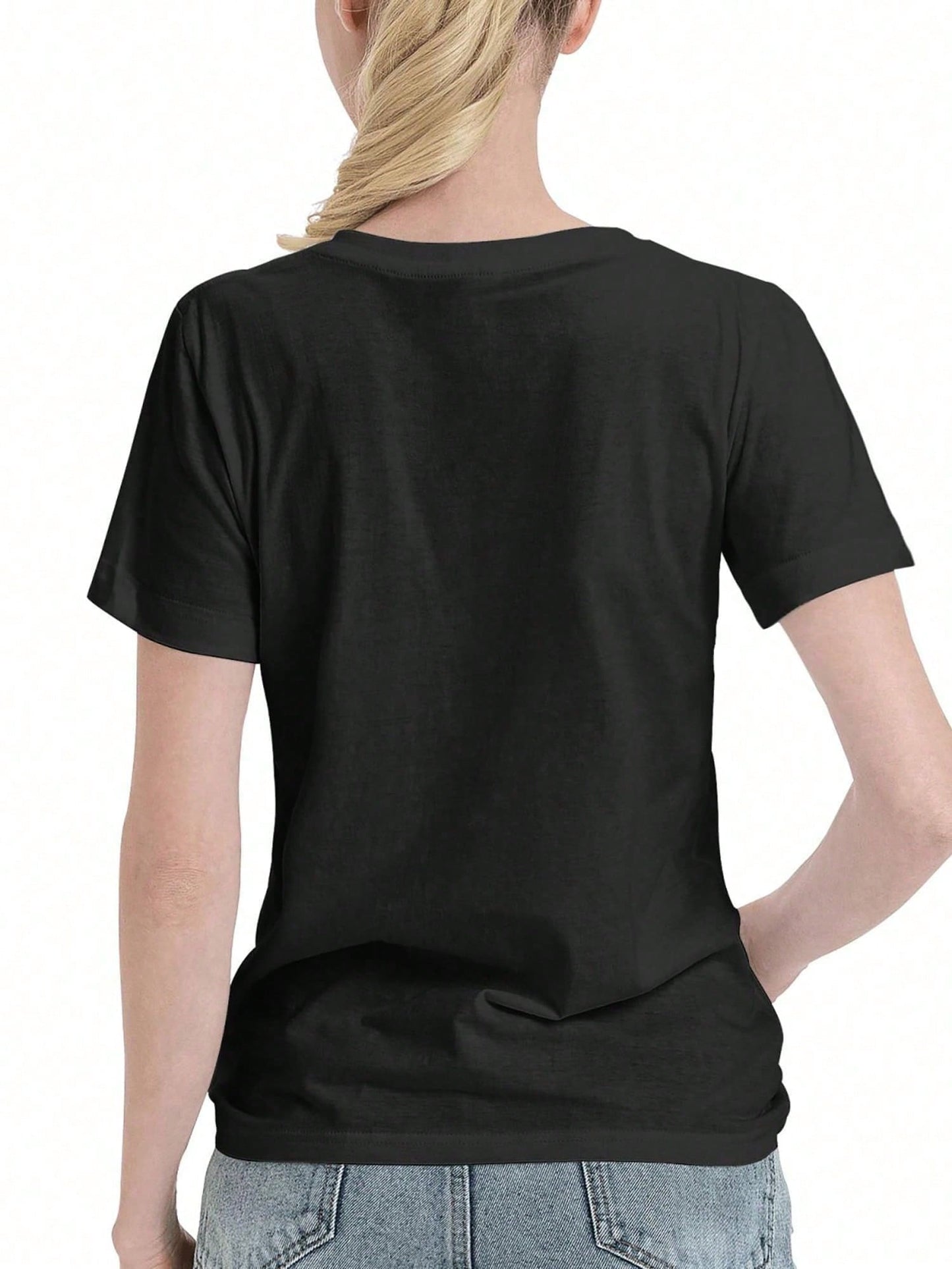Women's Teacher T-Shirt- Soft Breathable Black Crew Neck Top With Yellow Pencil Print