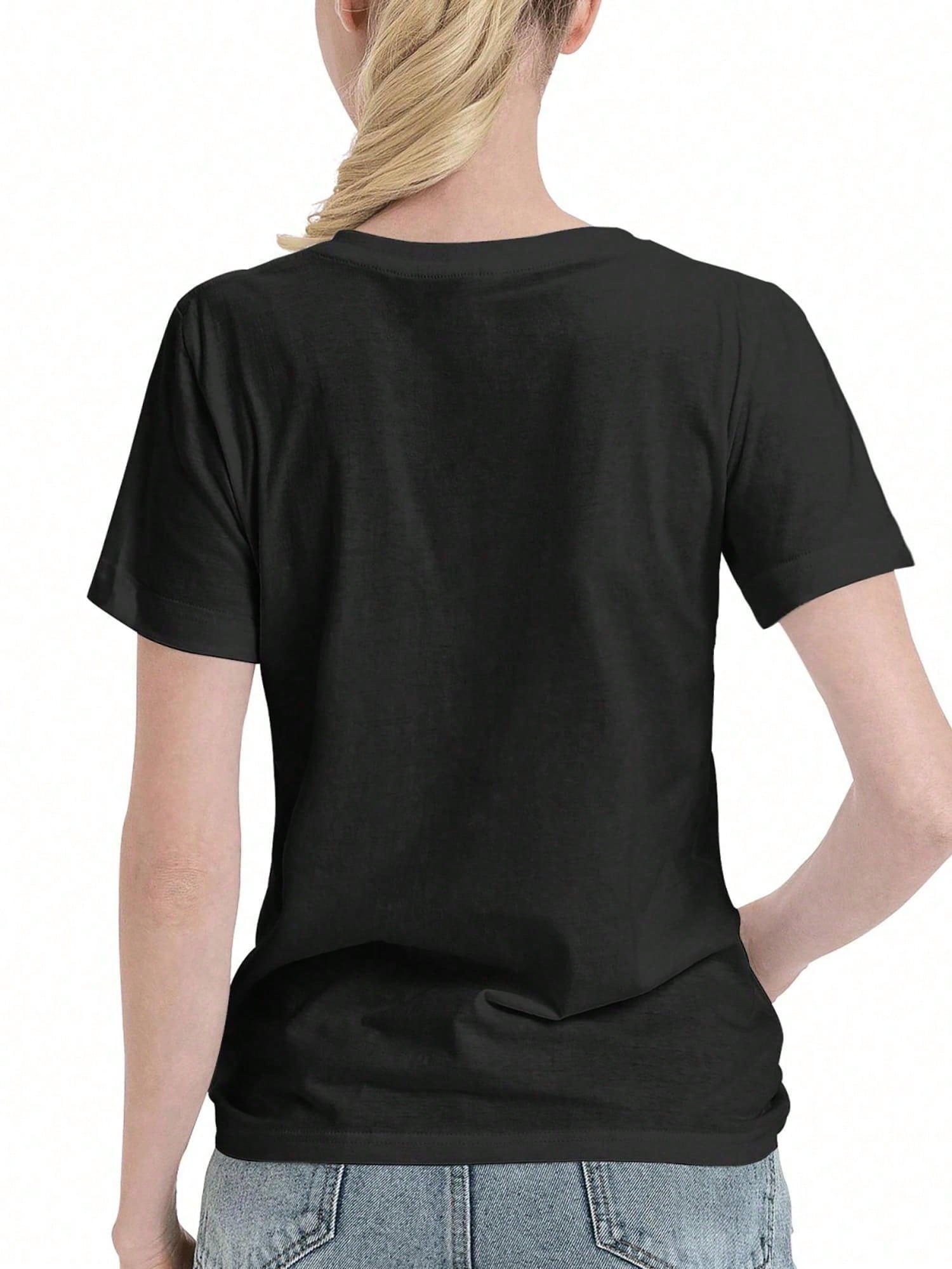 Women's Teacher T-Shirt- Soft Breathable Black Crew Neck Top With Yellow Pencil Print