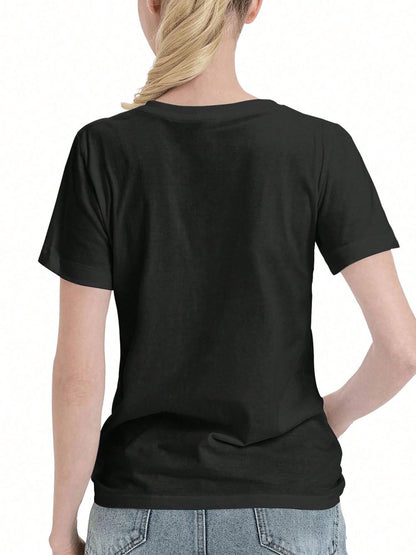 Women's Teacher T-Shirt- Soft Breathable Black Crew Neck Top With Yellow Pencil Print