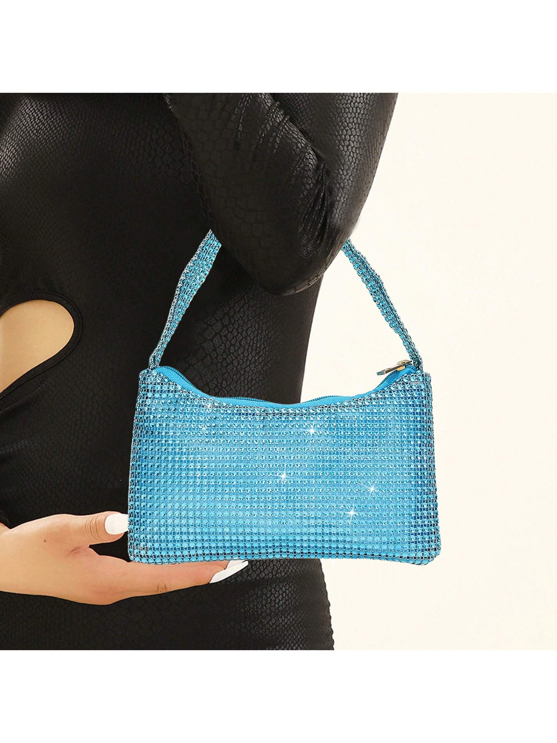 Womens Sparkly Rhinestone Evening Bag Sequin Glitter Clutch Evening Handbag Shoulder Bags Purse For Wedding Party Prom