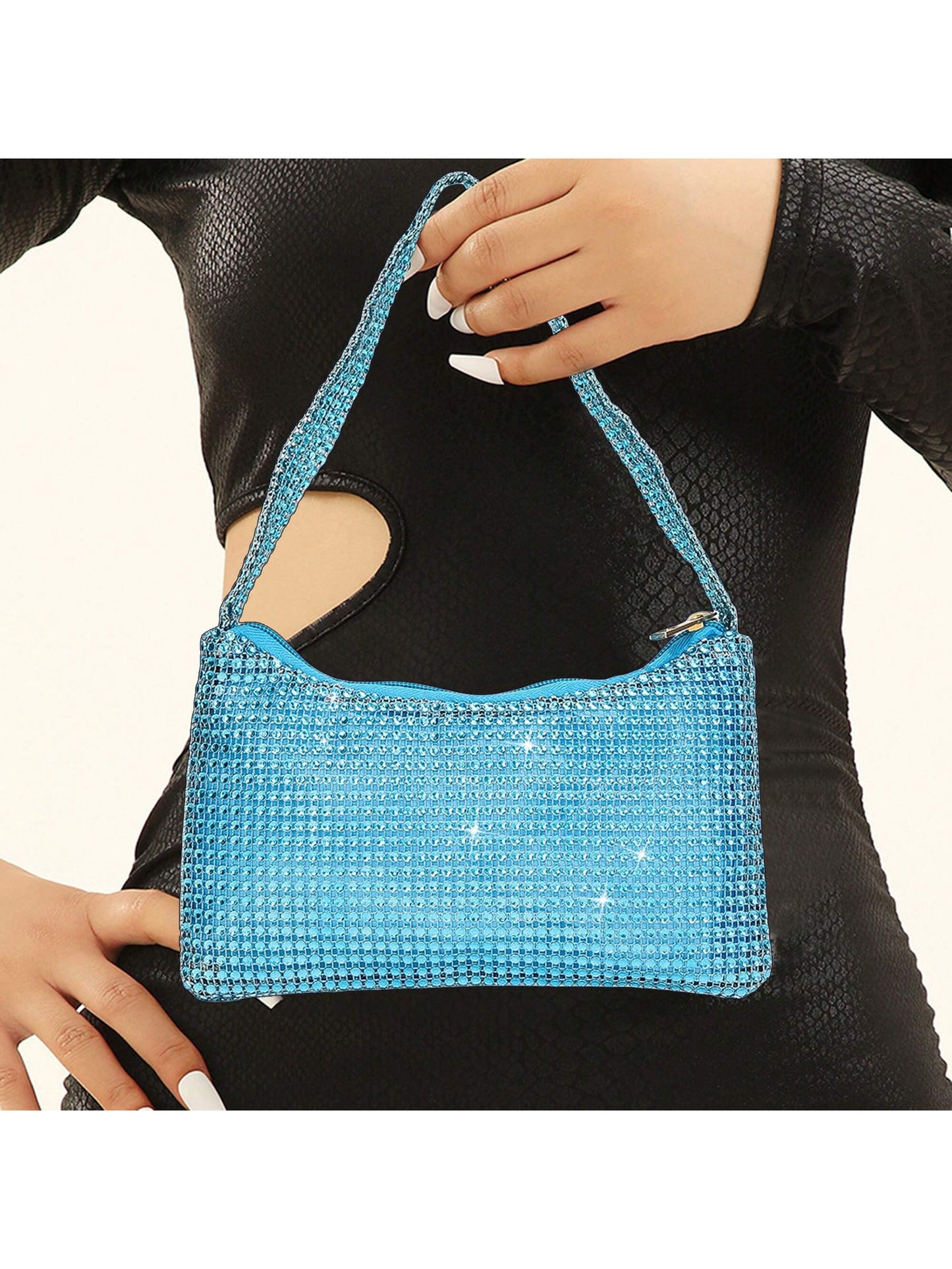Womens Sparkly Rhinestone Evening Bag Sequin Glitter Clutch Evening Handbag Shoulder Bags Purse For Wedding Party Prom