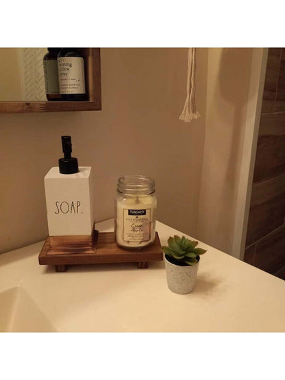 Wooden Base Soap Holder, Bathroom Kitchen Wooden Soap Dish Decor, Rustic Candle Plant Stand, Countertop Decoration