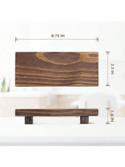 Wooden Base Soap Holder, Bathroom Kitchen Wooden Soap Dish Decor, Rustic Candle Plant Stand, Countertop Decoration