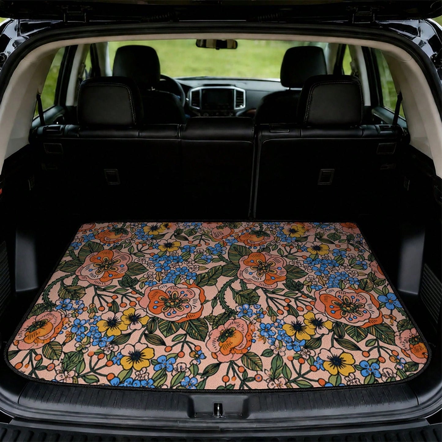 WOYUO 1 Pcs, Floral Pattern, Car Trunk Mat, Bohemian Style, Halloween Thanksgiving Christmas Birthday Gift, Stylish And Simple Car Interior Accessories For Men And Women, For Halloween Thanksgiving Ch