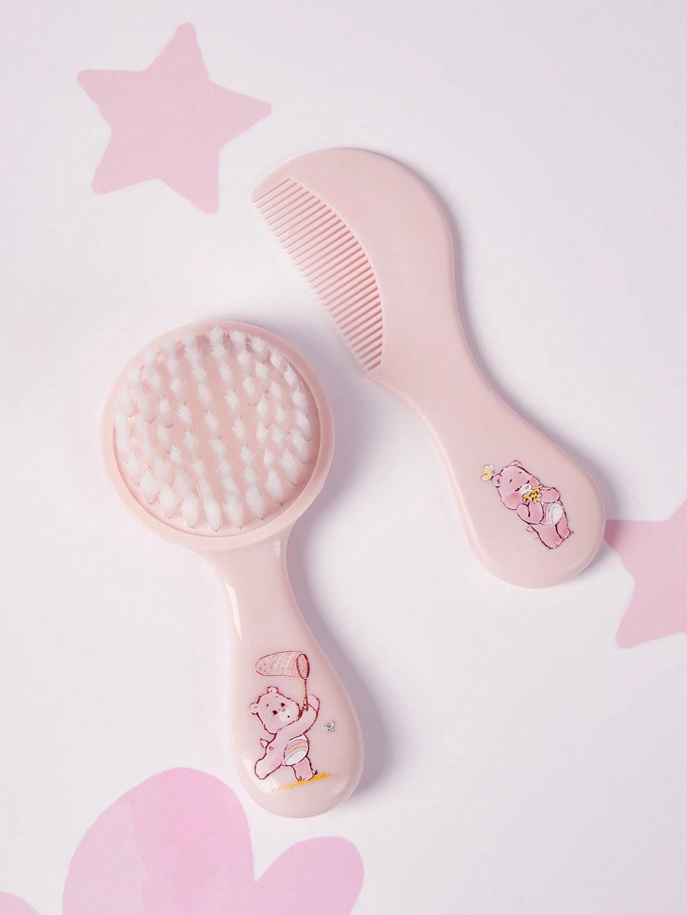 X Care Bears 2pcs/Set Baby Pink Hair Brush Comb, Anti-Static And No Hair Damage, Gifts