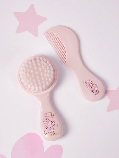 X Care Bears 2pcs/Set Baby Pink Hair Brush Comb, Anti-Static And No Hair Damage, Gifts