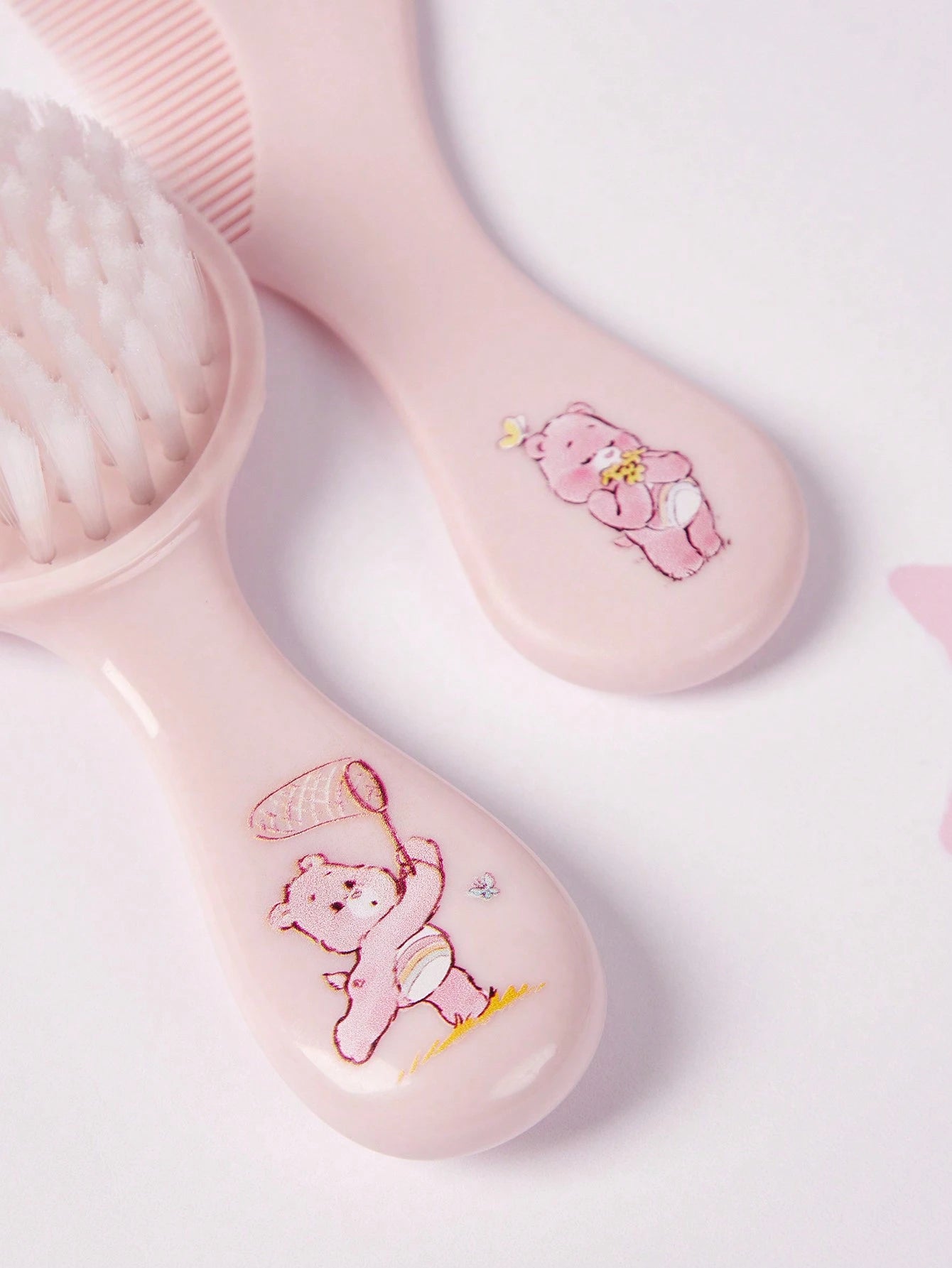 X Care Bears 2pcs/Set Baby Pink Hair Brush Comb, Anti-Static And No Hair Damage, Gifts