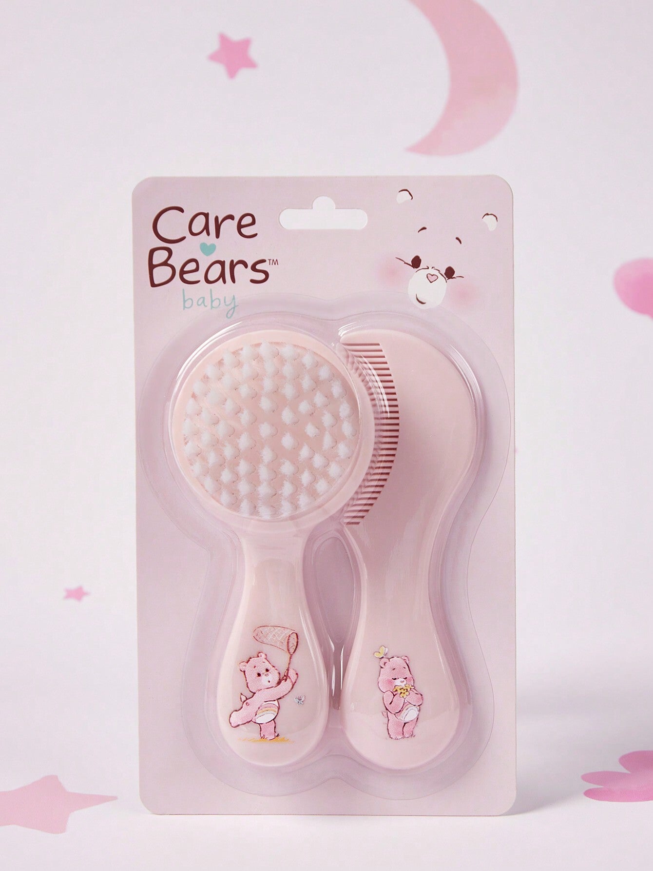 X Care Bears 2pcs/Set Baby Pink Hair Brush Comb, Anti-Static And No Hair Damage, Gifts