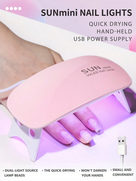 XEIJAYI 6pcs Pink Mini Nail Lamp, UV/LED Nail Dryer, Portable Micro USB Powered Gel Nail Curing Light For Home Use