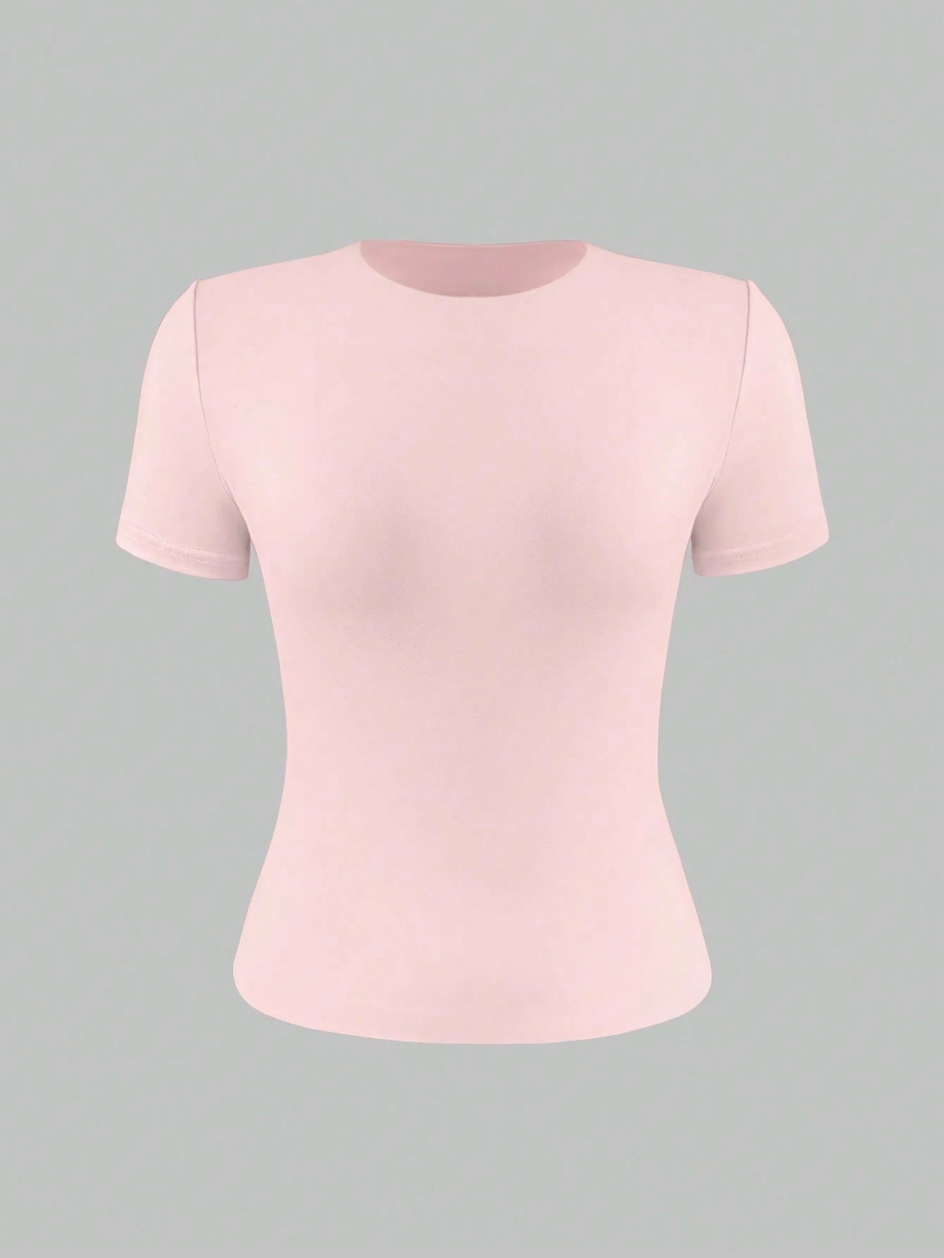 XLLAIS 2026 Model Round Neck Short Sleeve Summer Top, Solid Color Basic Slim Fit Sporty Style Women Casual T-Shirt