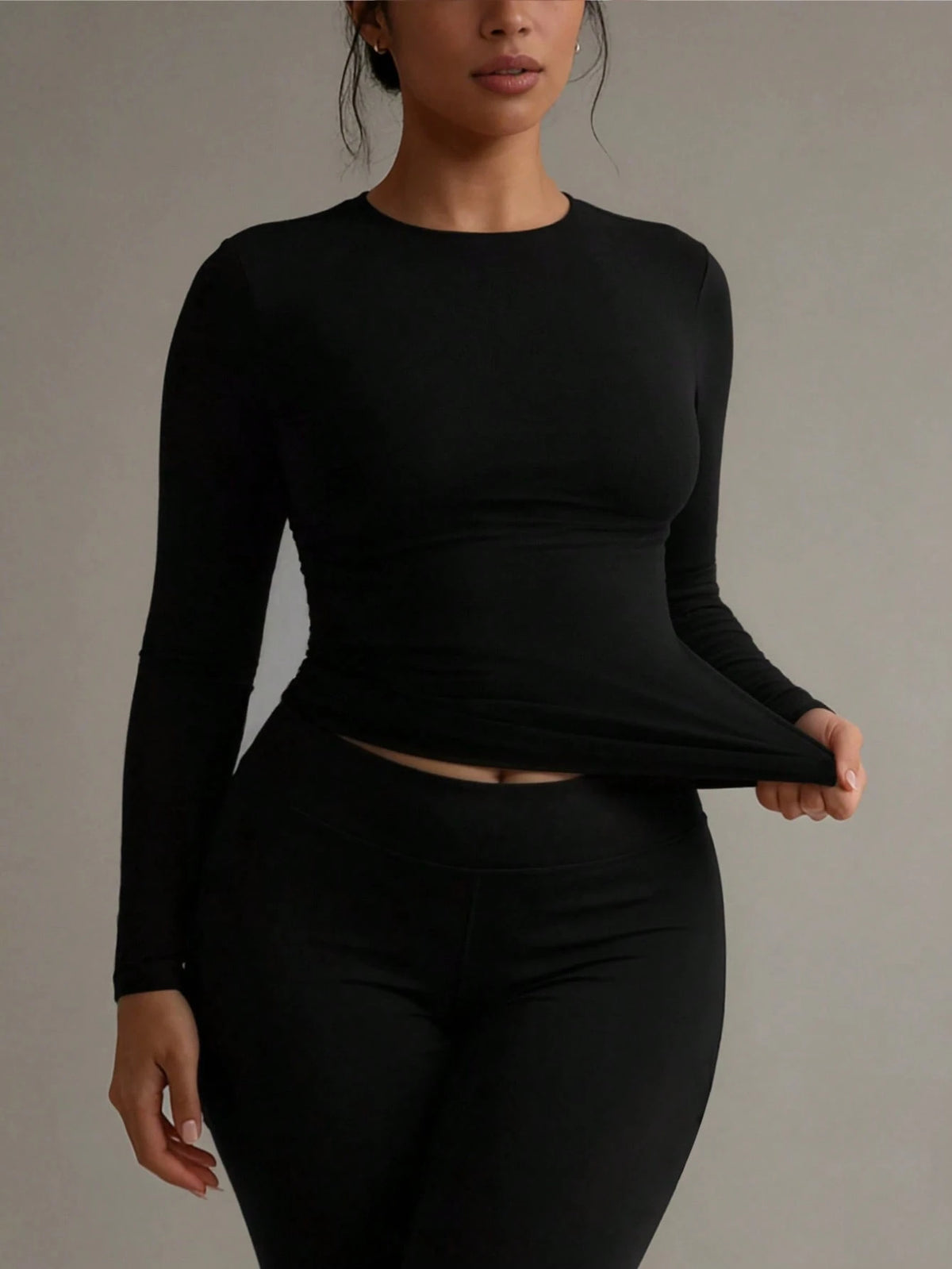 XLLAIS Autumn/Winter & Spring Elastic Fitted Base Layer Top, Casual Nightclub Long Sleeve Bright Red T-Shirt For Women Black, Date Night