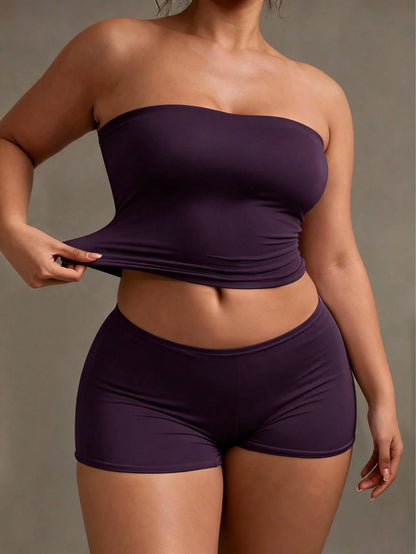 XLLAIS Sexy Strapless Basic Tank Top, Fashion Solid Color Elastic Slim Fit Tube Camisole, Women's All-Season Wear Summer, Date Night