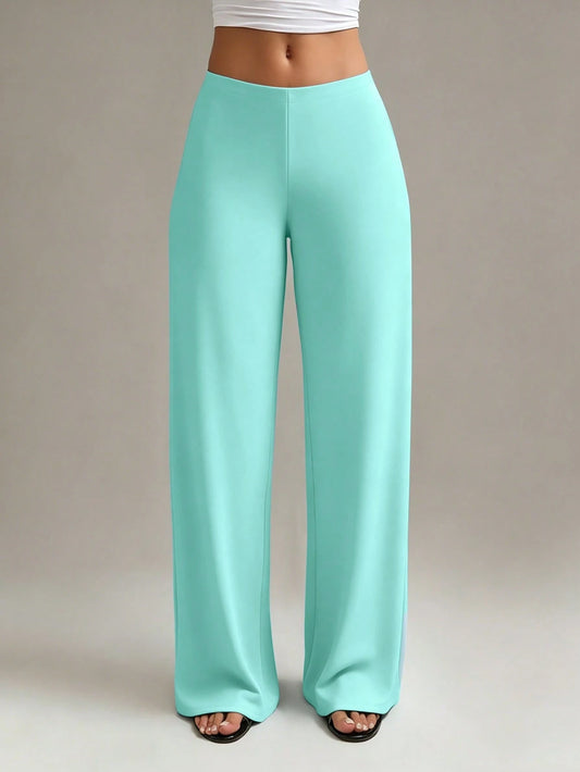 XLLAIS Women's Fashion High Waist Stretch Straight Leg Pants