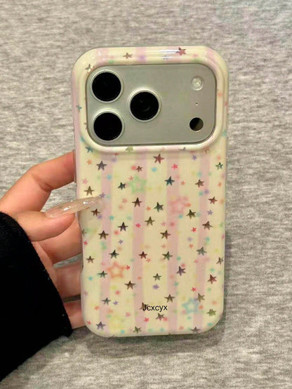 Y2K Cute Pink Striped Star Soft Phone Case For IPhone 17 Pro Max 17 Pro 17 16 Pro Max 16 Pro 16 15 Pro Max 15 Pro 15 14 Pro Max 14 Pro 14 13 12 11 Sweet Shockproof Phone Protective Cover