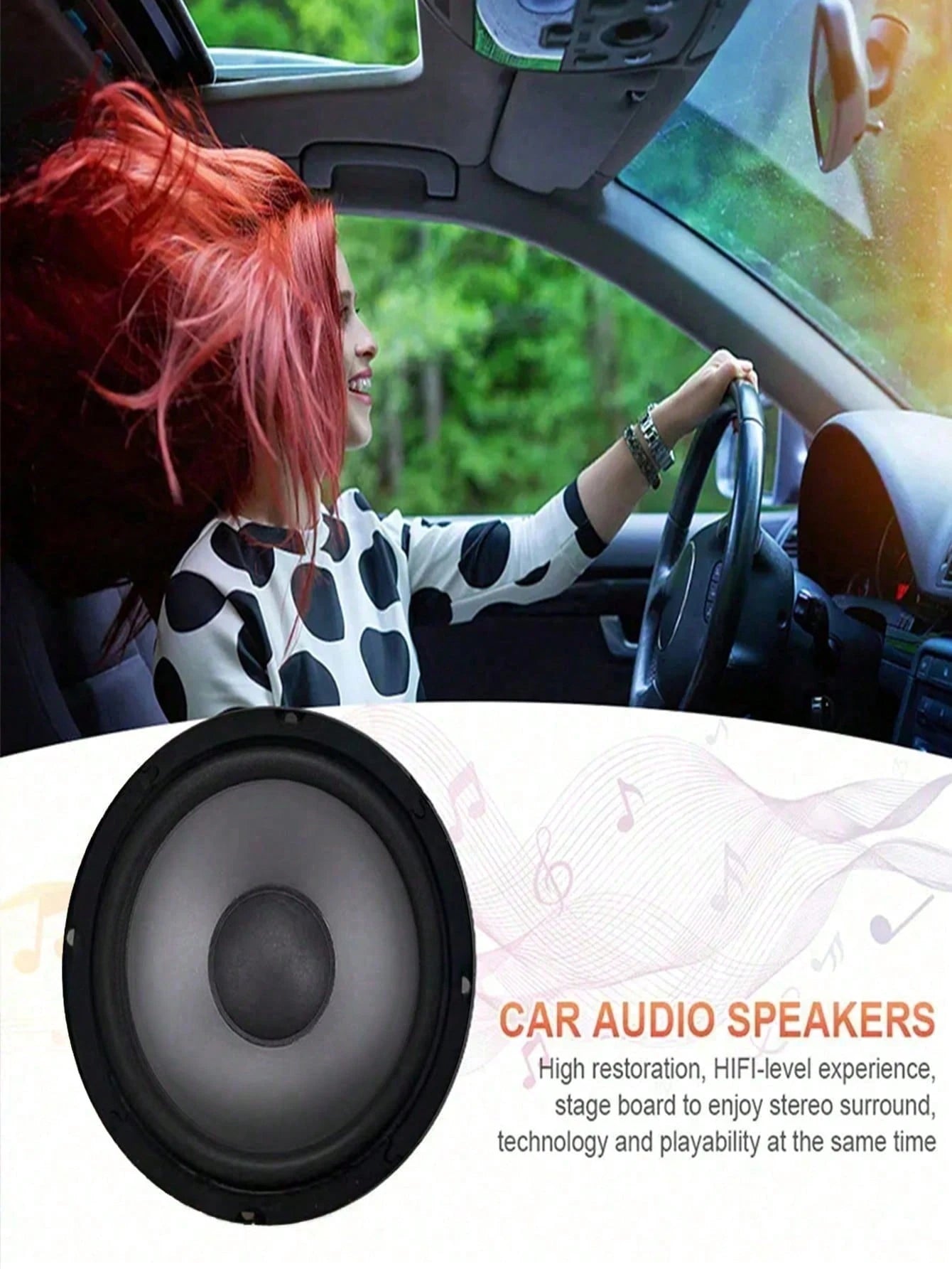 YAIUZGOO 1PC Car Tuning Audio Speaker Horn 6 Inch 100W 2-Way Full Range Frequency Automotive Audio Loudspeaker Heavy Mid-Bass Ultra-Thin Modified Speaker