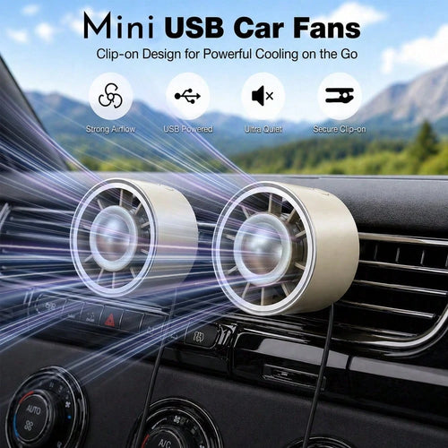 YAIUZGOO Portable USB Car Air Vent Fan With Hook Clip- 360° Rotating Mini Cooling Fan For SUV, Truck, Van And RV, Powerful Quiet Airflow, No Battery Required, Summer Car Accessory Gift