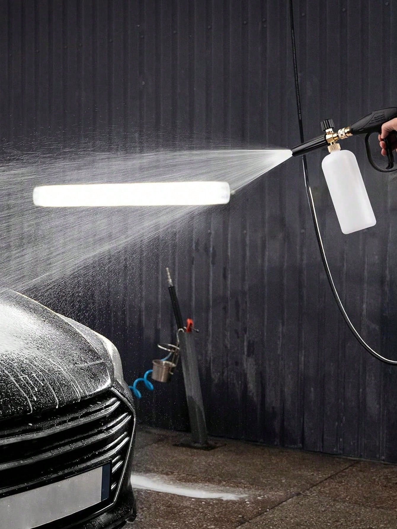 YAIUZGOO Short High Pressure Washer Gun With Foam Cannon, Includes 1/4" Quick Connector And 5 High Pressure Nozzles, 1000ml Foam Cannon, Auto Accessories, Suitable For Car, Home, Garden