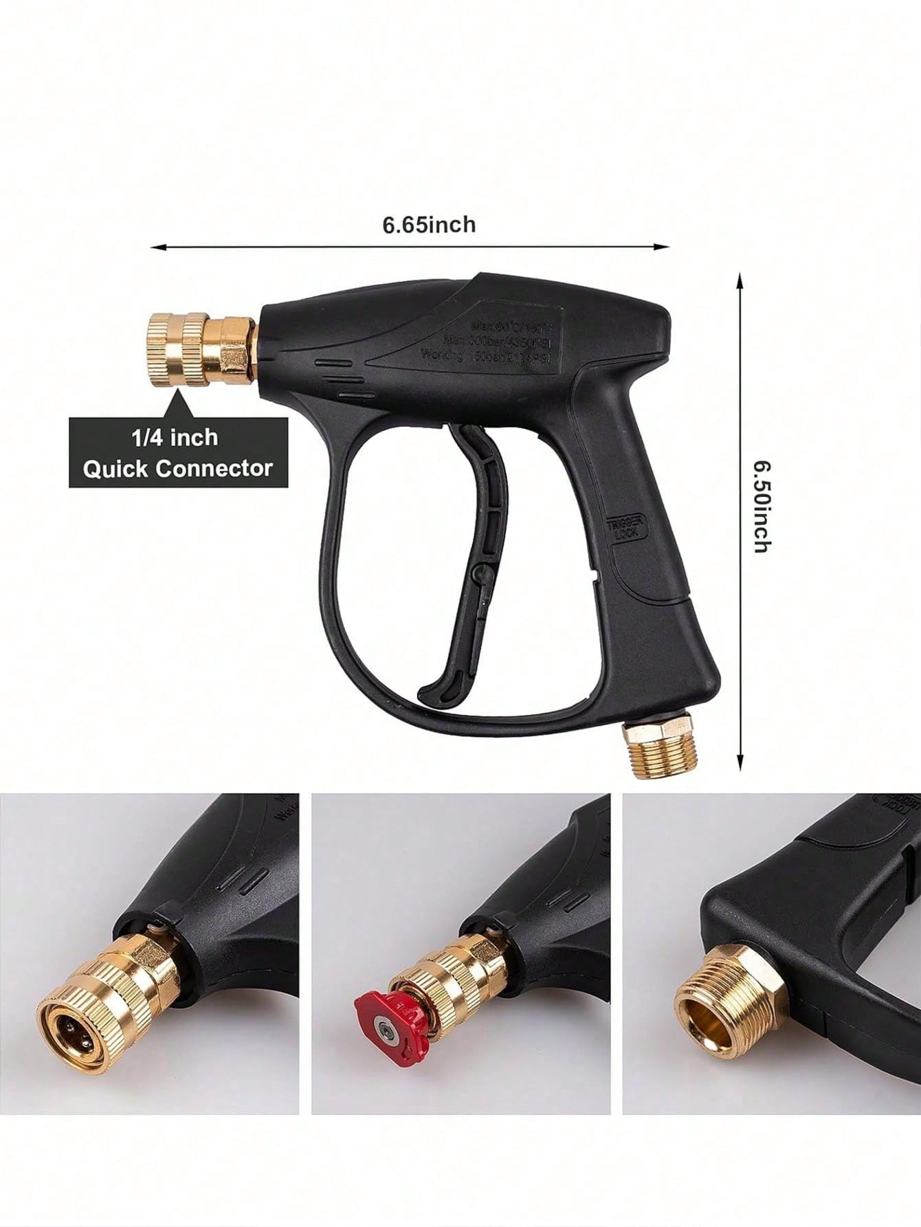 YAIUZGOO Short High Pressure Washer Gun With Foam Cannon, Includes 1/4" Quick Connector And 5 High Pressure Nozzles, 1000ml Foam Cannon, Auto Accessories, Suitable For Car, Home, Garden