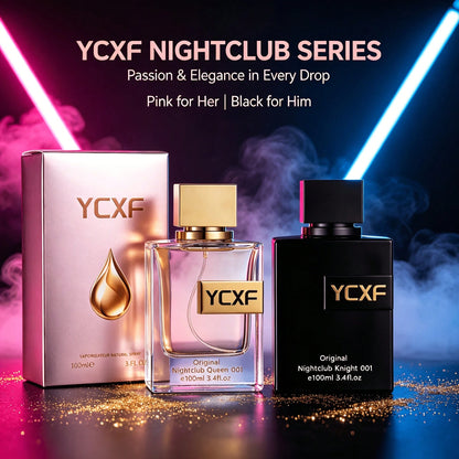 YCXF Party Carnival Perfume Set, Unisex, 3.38 Ounces, Pink Floral And Fruity Scent, For Women, Black Moringa Scent, For Men, Couple's Perfume Gift Set