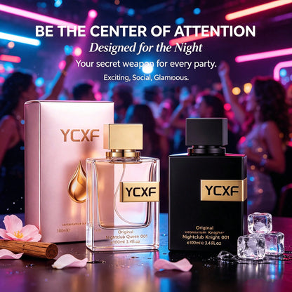 YCXF Party Carnival Perfume Set, Unisex, 3.38 Ounces, Pink Floral And Fruity Scent, For Women, Black Moringa Scent, For Men, Couple's Perfume Gift Set