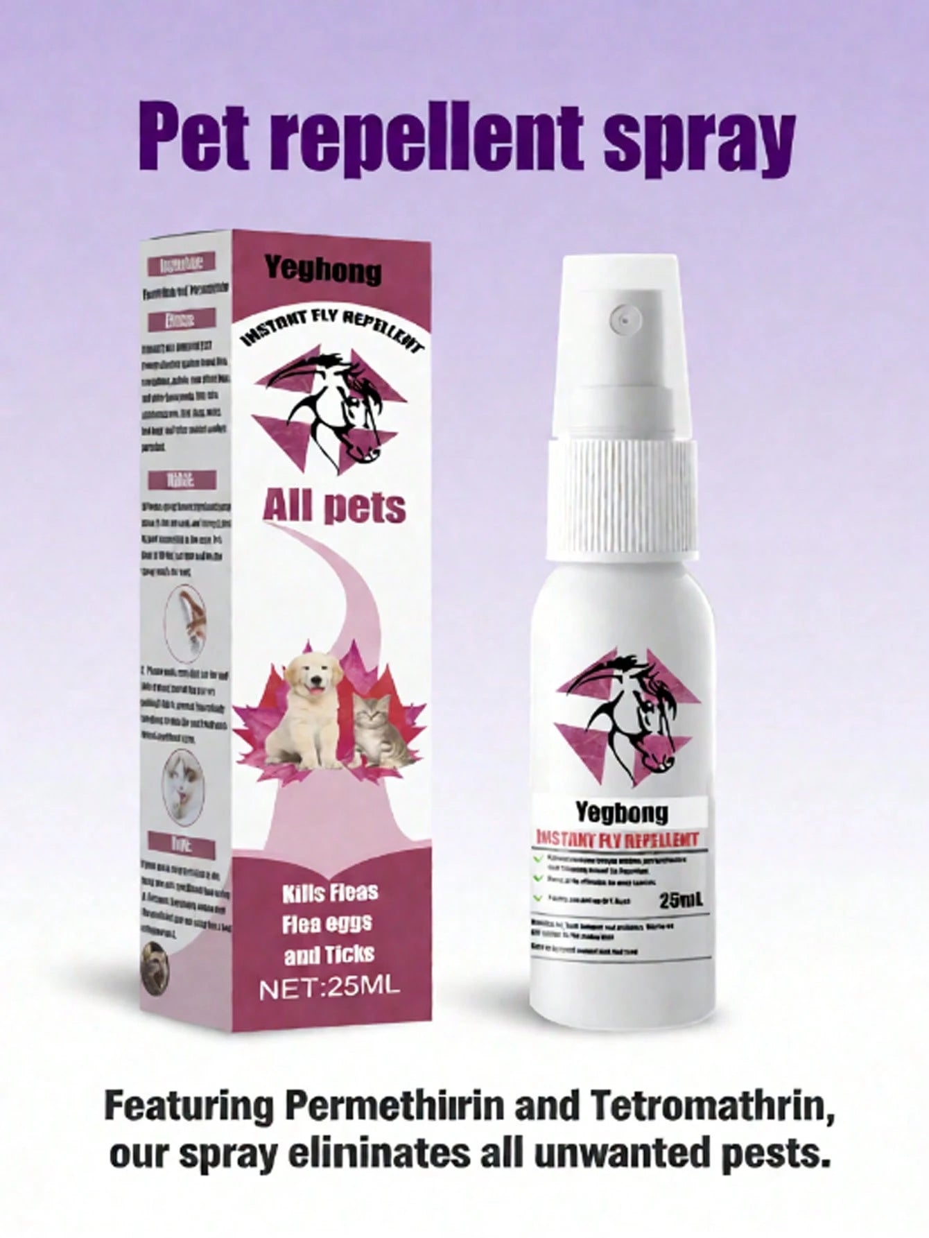 Yegbong Pet Insect Repellent Flea And Tick Repellent For Cats And Dogs External Use Anti-Itch Spray